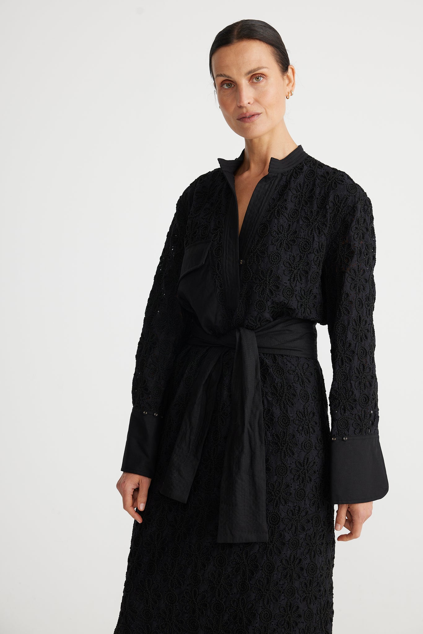 Sampson Dress - Black Raised Embroidery